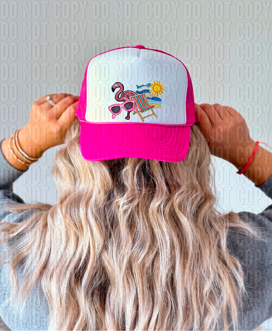 Summer Days Hat Faux Embroidered Patch DTF Transfer