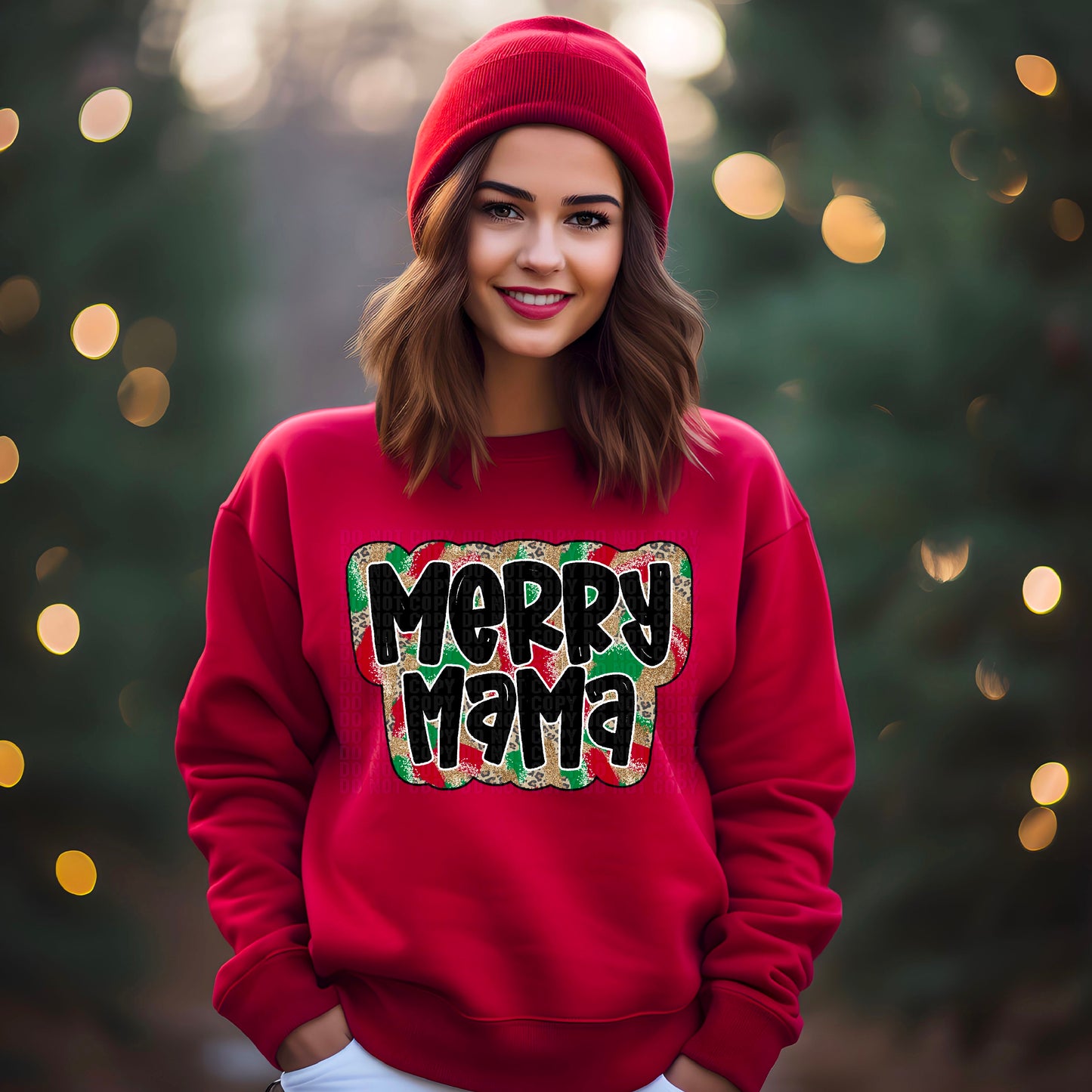 Merry Mama Bubbly Red/Green DTF Transfer