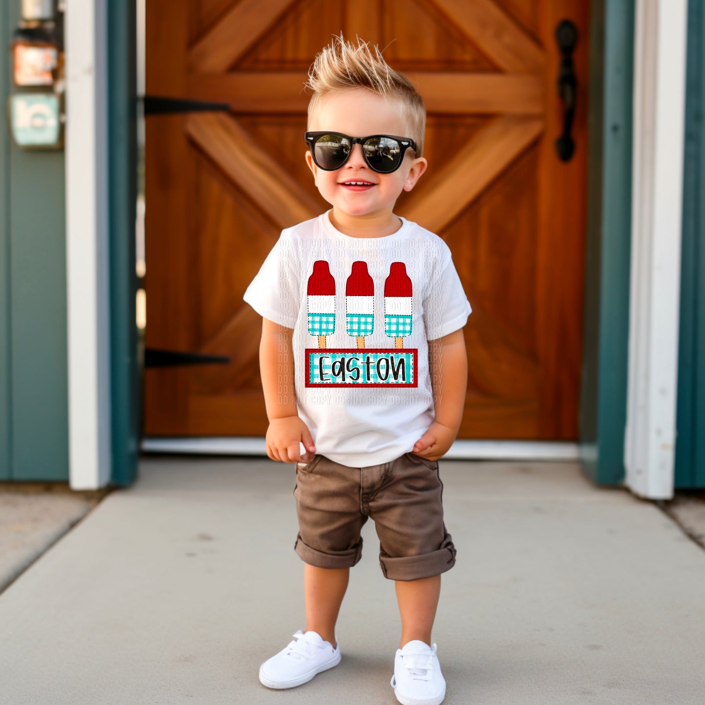 4th Of July Popsicles Boy With Name Plate Personalized DTF Transfer