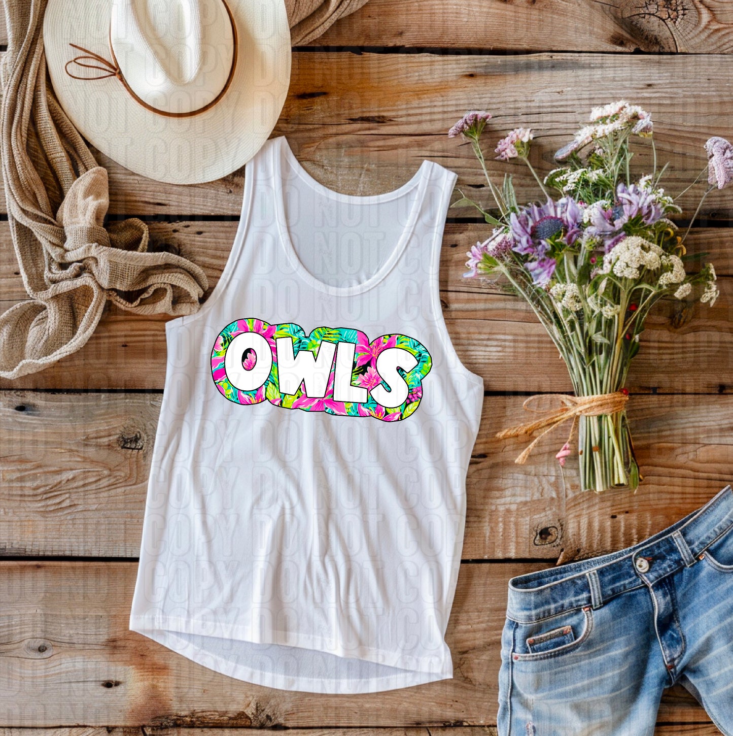 Owls Floral Mascot DTF Transfer