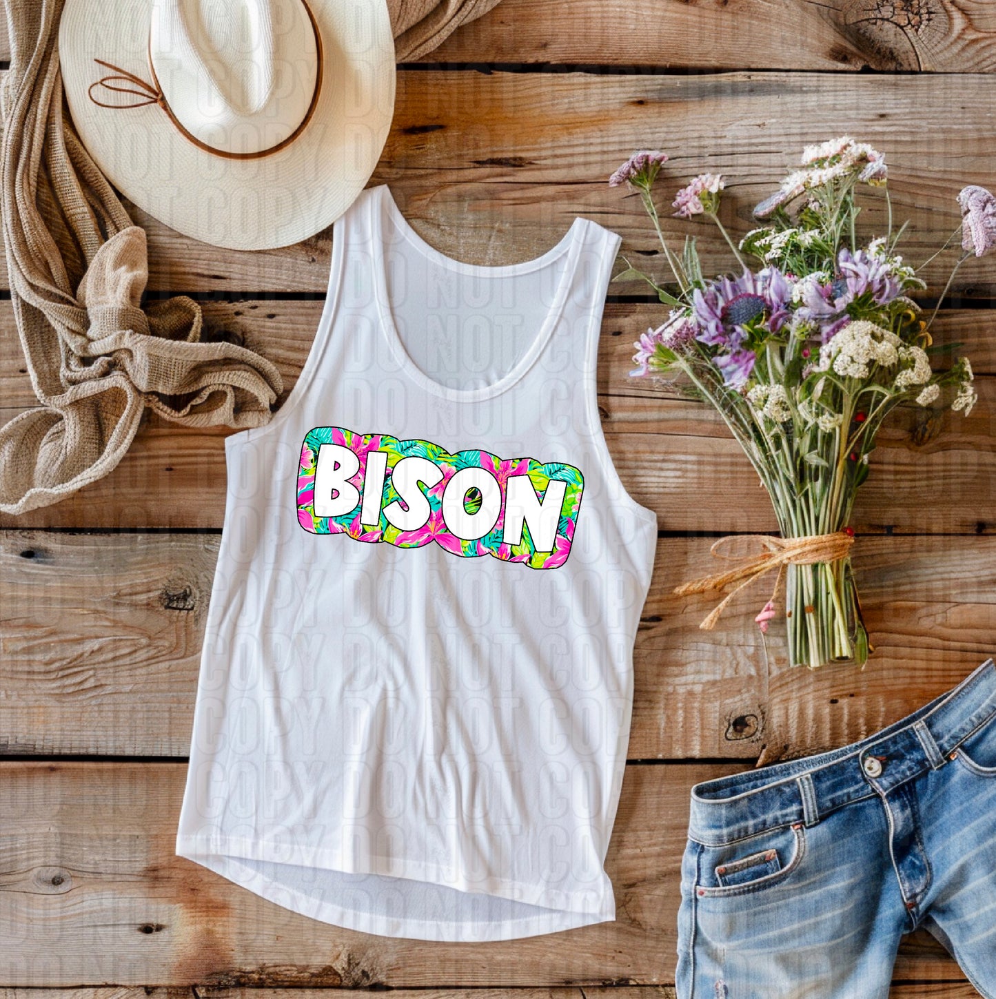 Bison Floral Mascot DTF Transfer