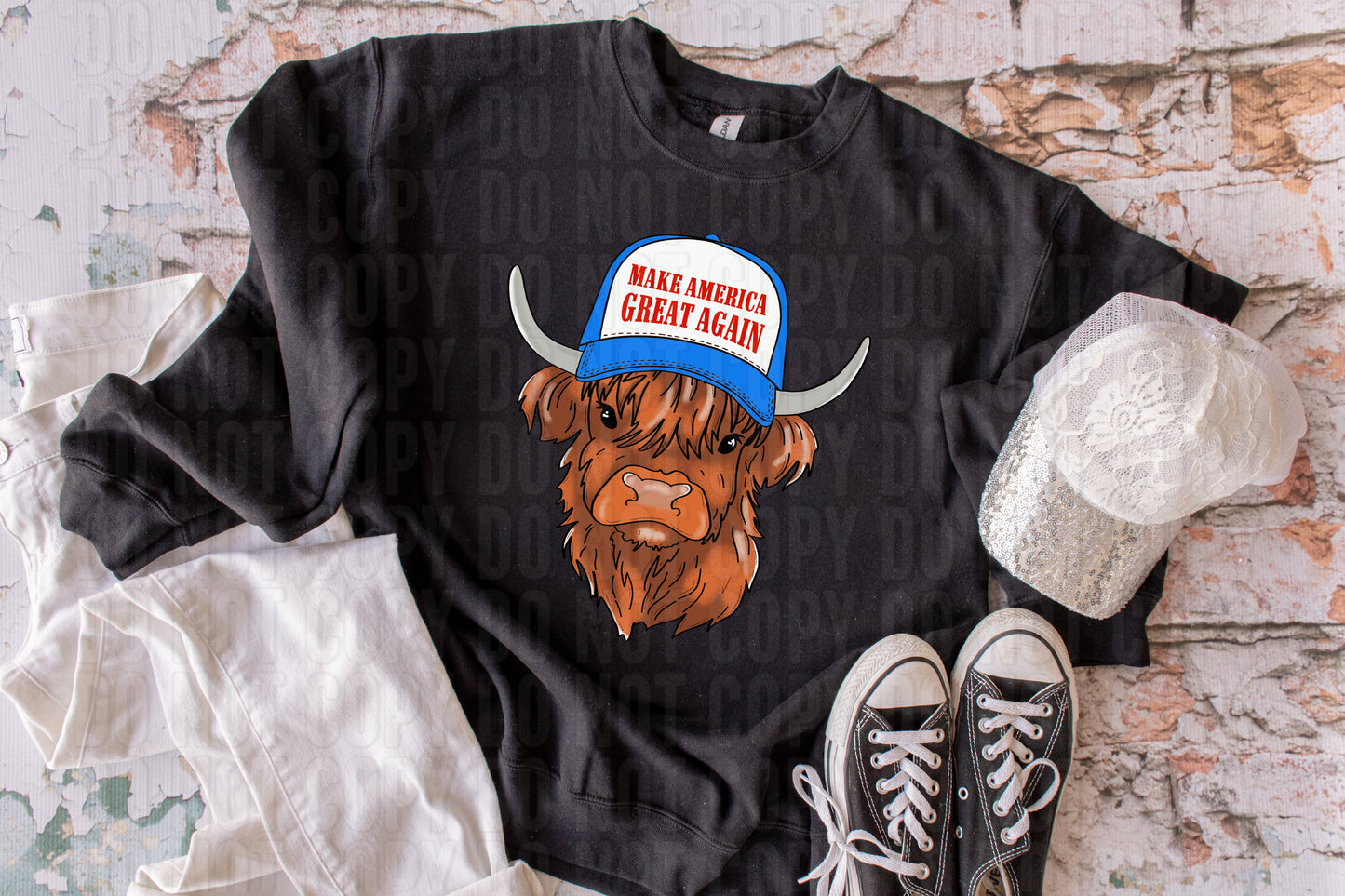 Make America Great Again Highland Cow 2 DTF Transfer