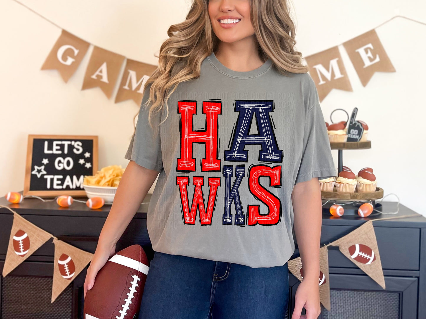 Hawks Red/Navy DTF Transfer