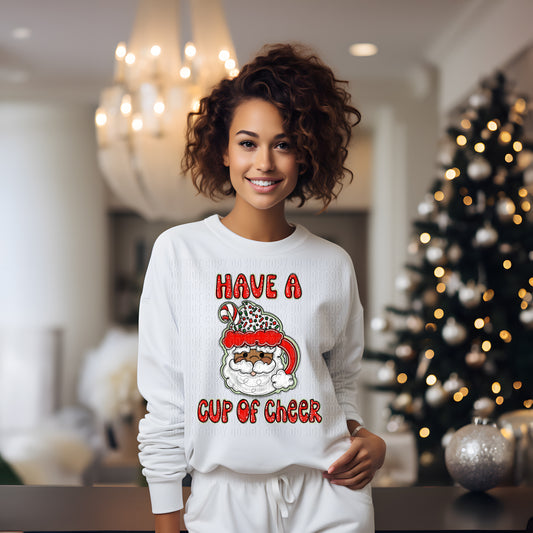 Have A Cup Of Cheer Dark Santa Mug DTF Transfer