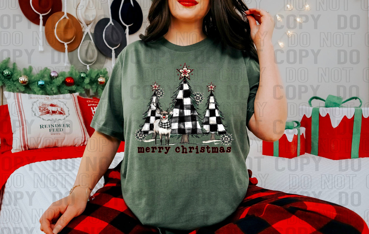 Merry Christmas Plaid Trees DTF Transfer