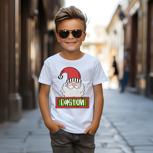 Boy Santa With Name Plate Personalized DTF Transfer