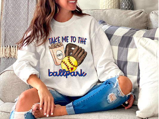 Take Me To The BallPark Softball DTF Transfer