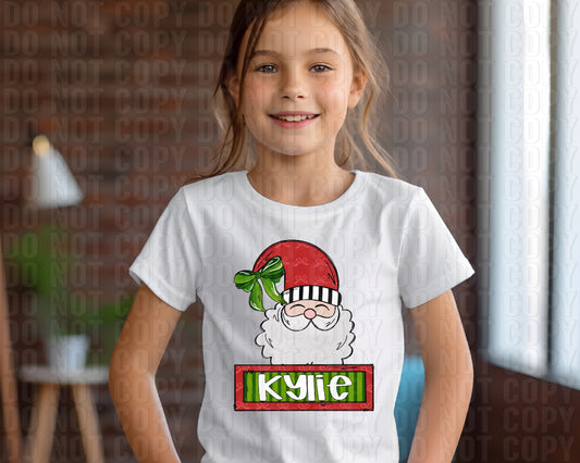 Girl Santa With Name Plate Personalized DTF Transfer