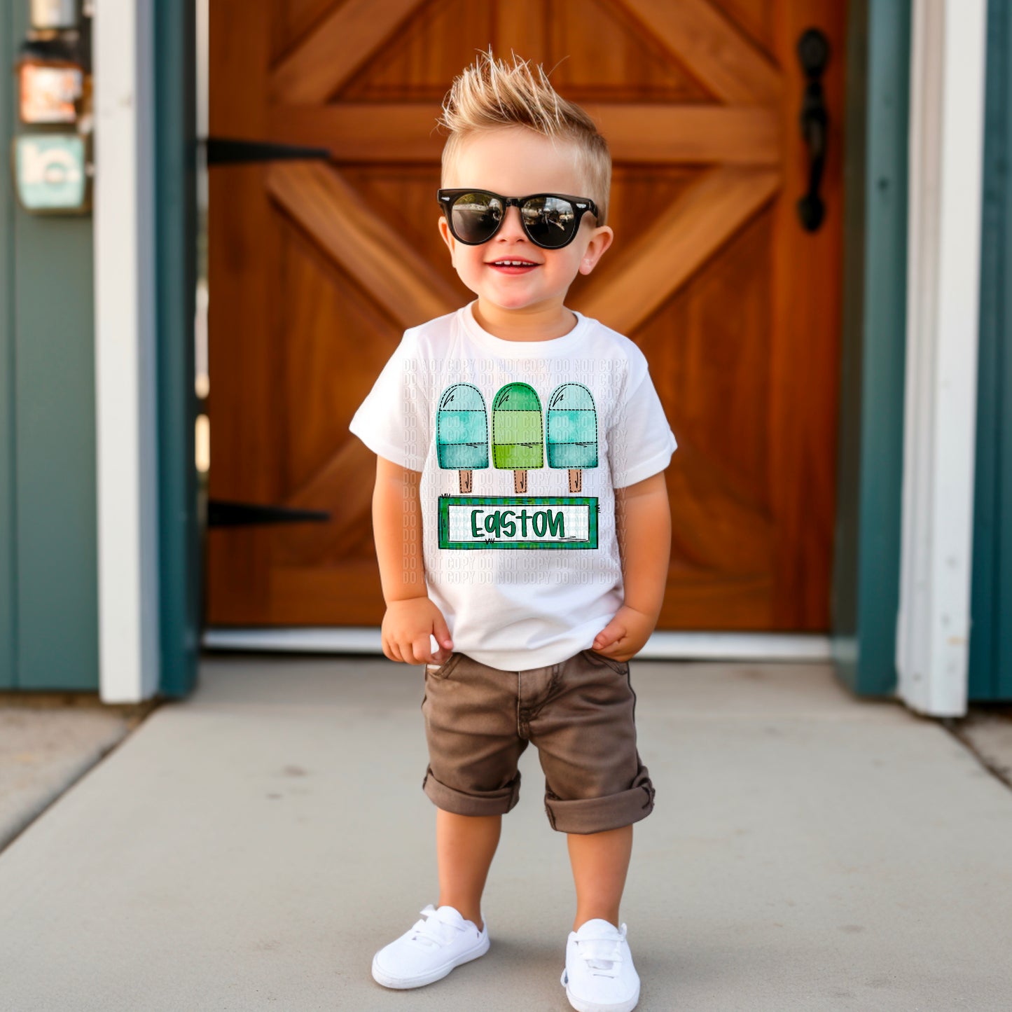 Summer Popsicles Boy With Name Plate Personalized DTF Transfer