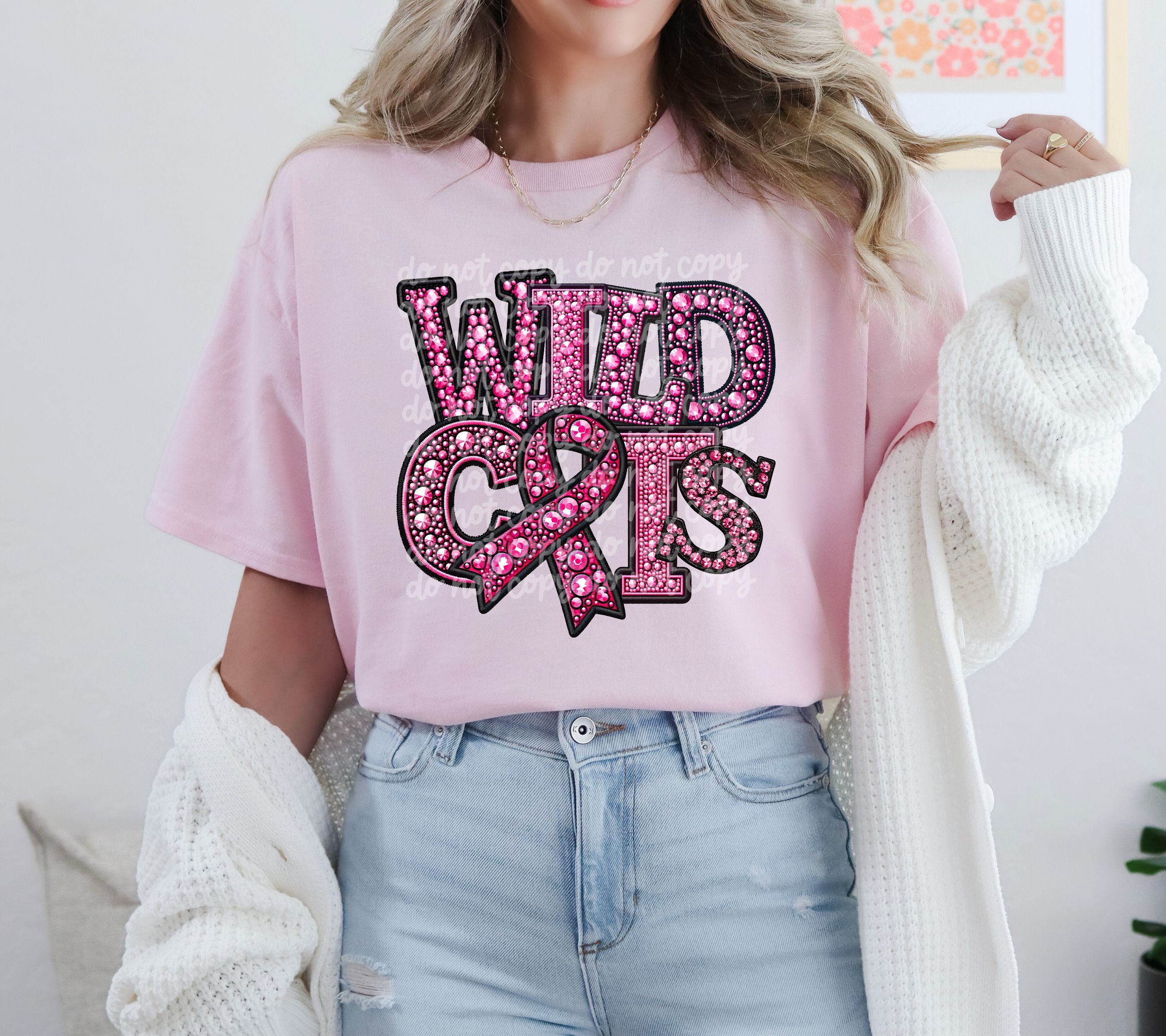 Wildcats Mascot Pink Ribbon Rhinestones DTF Transfer – K&M Designs