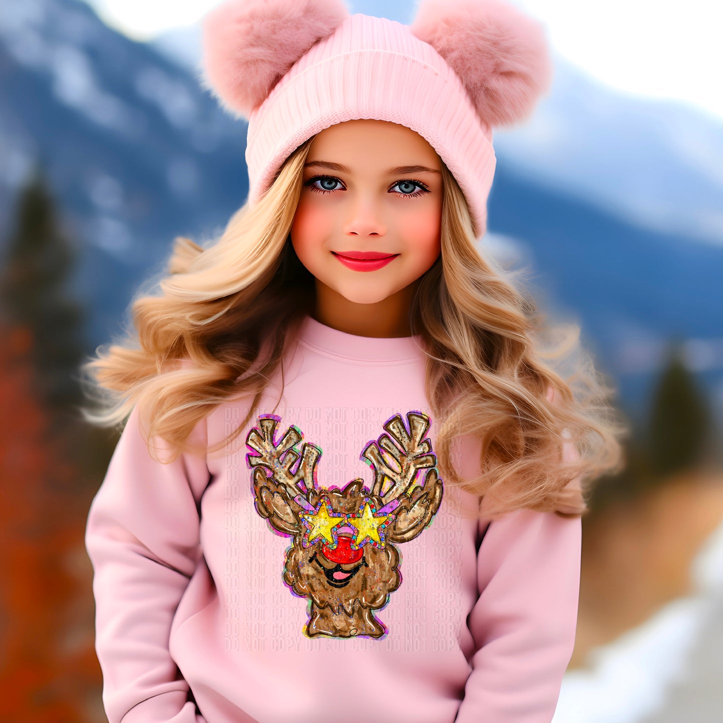 Reindeer Pink Outline DTF Transfer