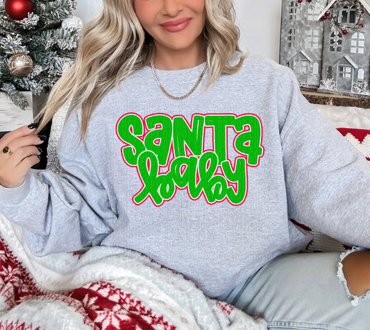 Santa Baby Pink Red/Green DTF Transfer