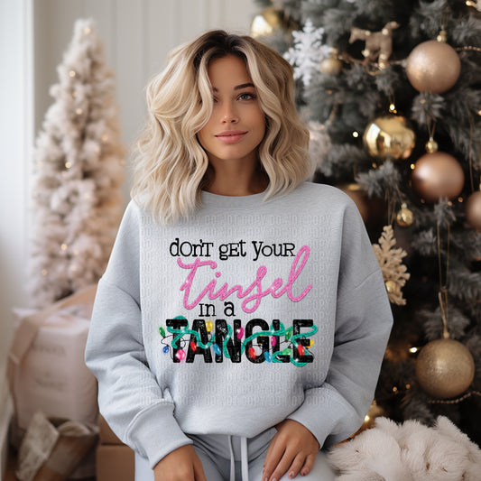 Don't Get Your Tinsel In A Tangle Pink/Teal DTF Transfer