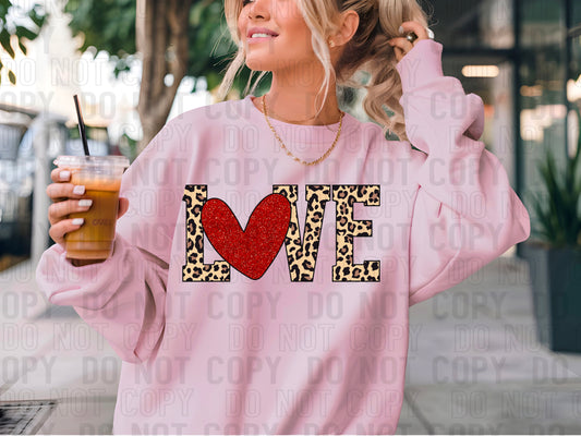 Love Heart Leopard DTF Transfer