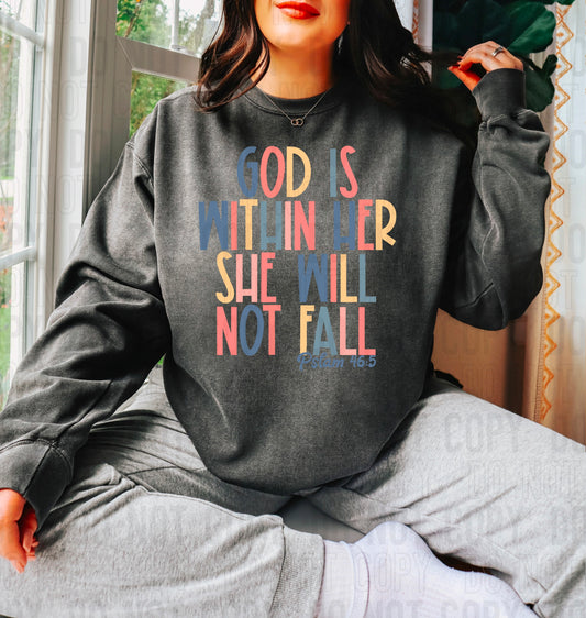 God Is Within Her She Will Not Fail DTF Transfer