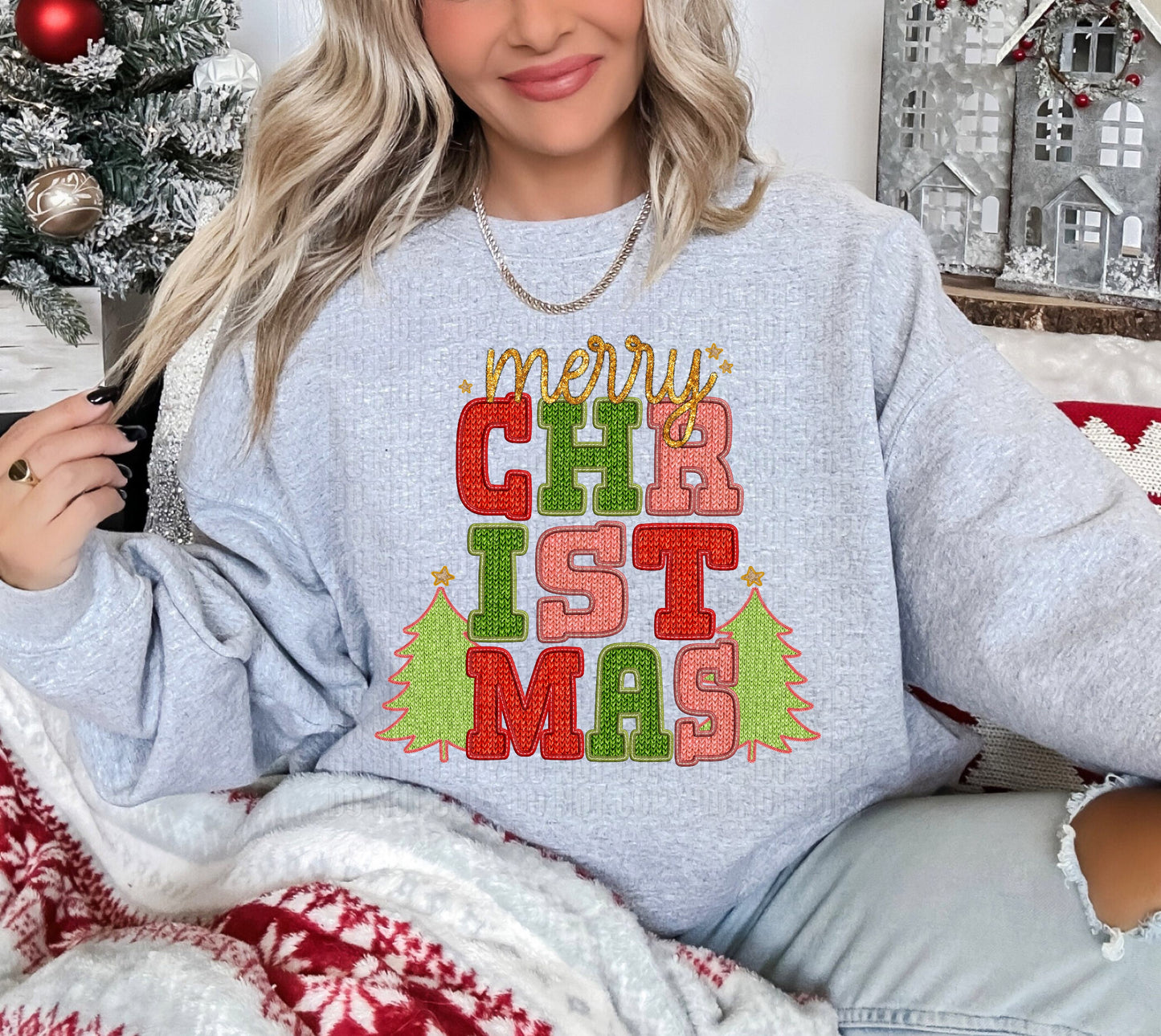 Merry Christmas Sweater Faux DTF Transfer