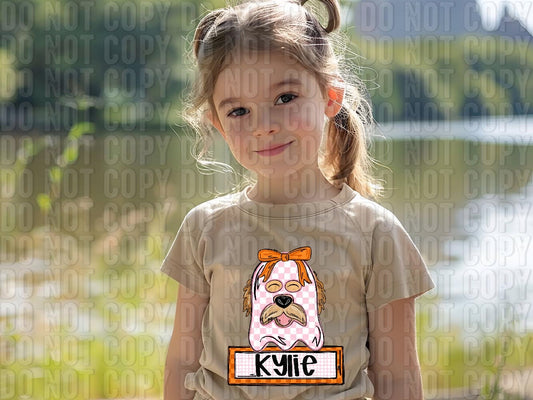 Girl Dog Boo With Name Plate Personalized DTF Transfer