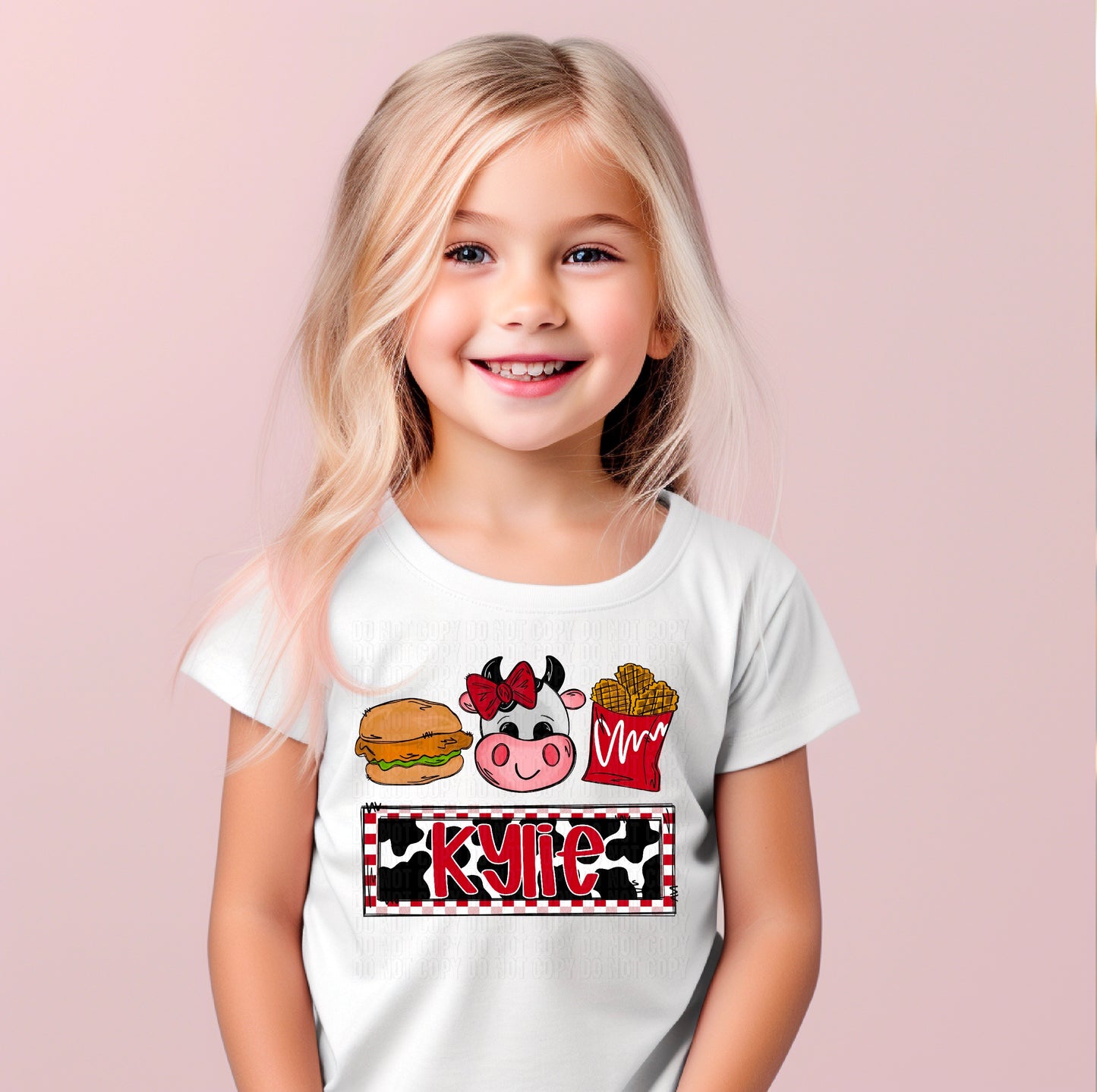 Chicken & Fries (Girl) With Name Plate Personalized DTF Transfer