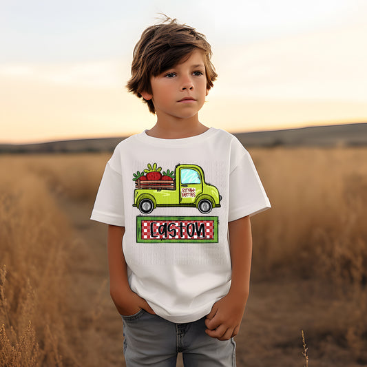 Strawberry Patch Truck (Boy) With Name Plate Personalized DTF Transfer