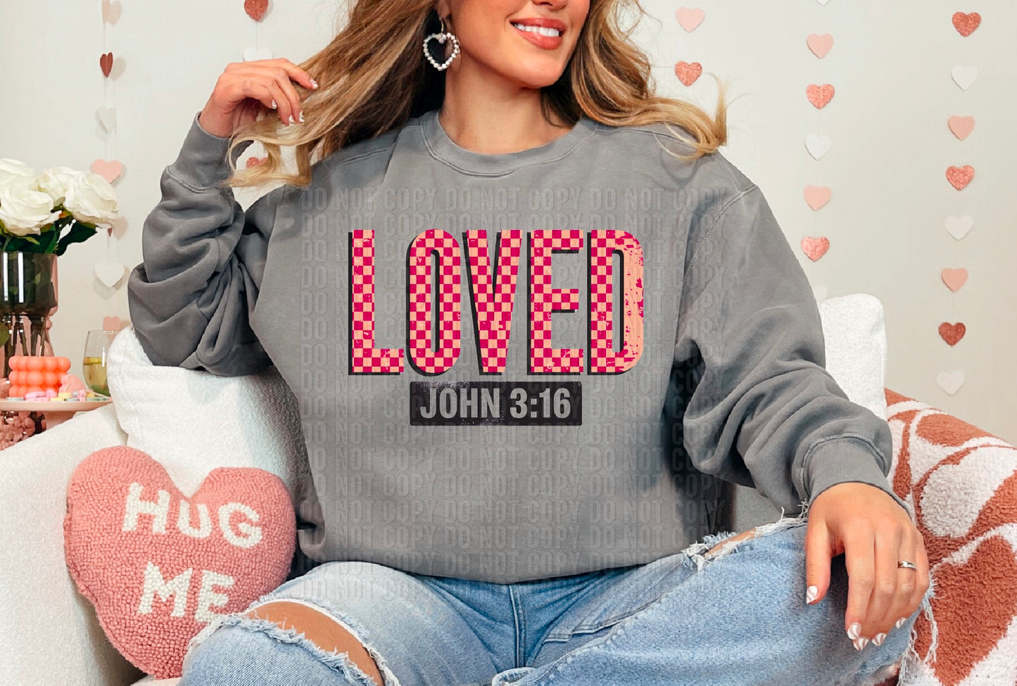 Loved John 3:16 Checkered DTF Transfer