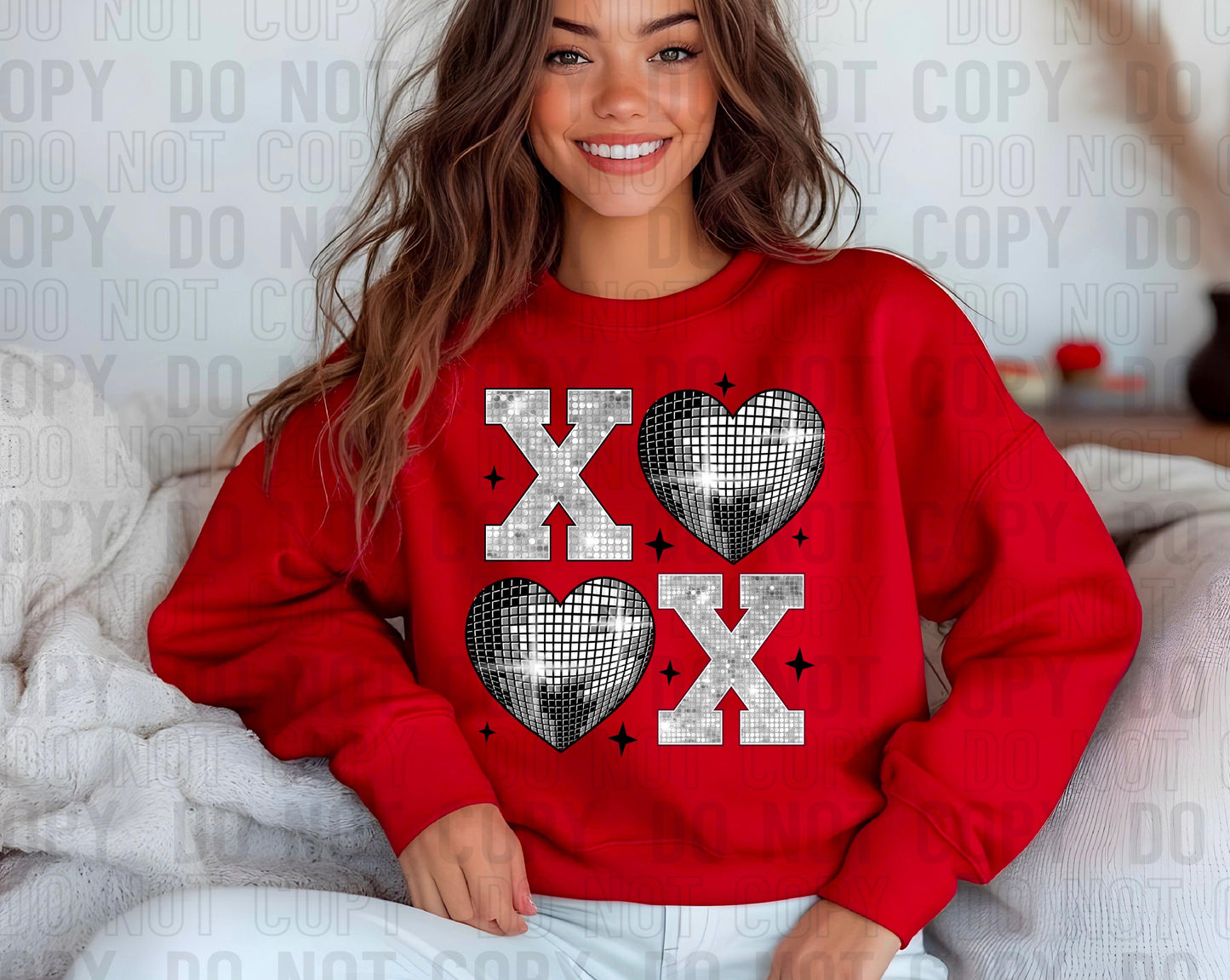 Xoxo Silver Hearts DTF Transfer