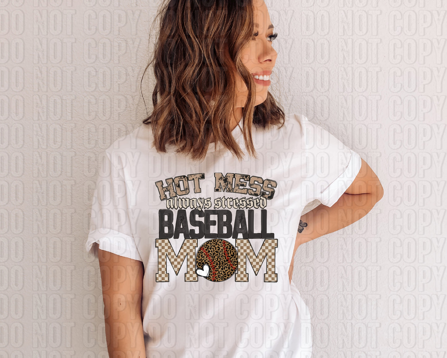 Hot Mess Baseball Mom Cheetah DTF Transfer