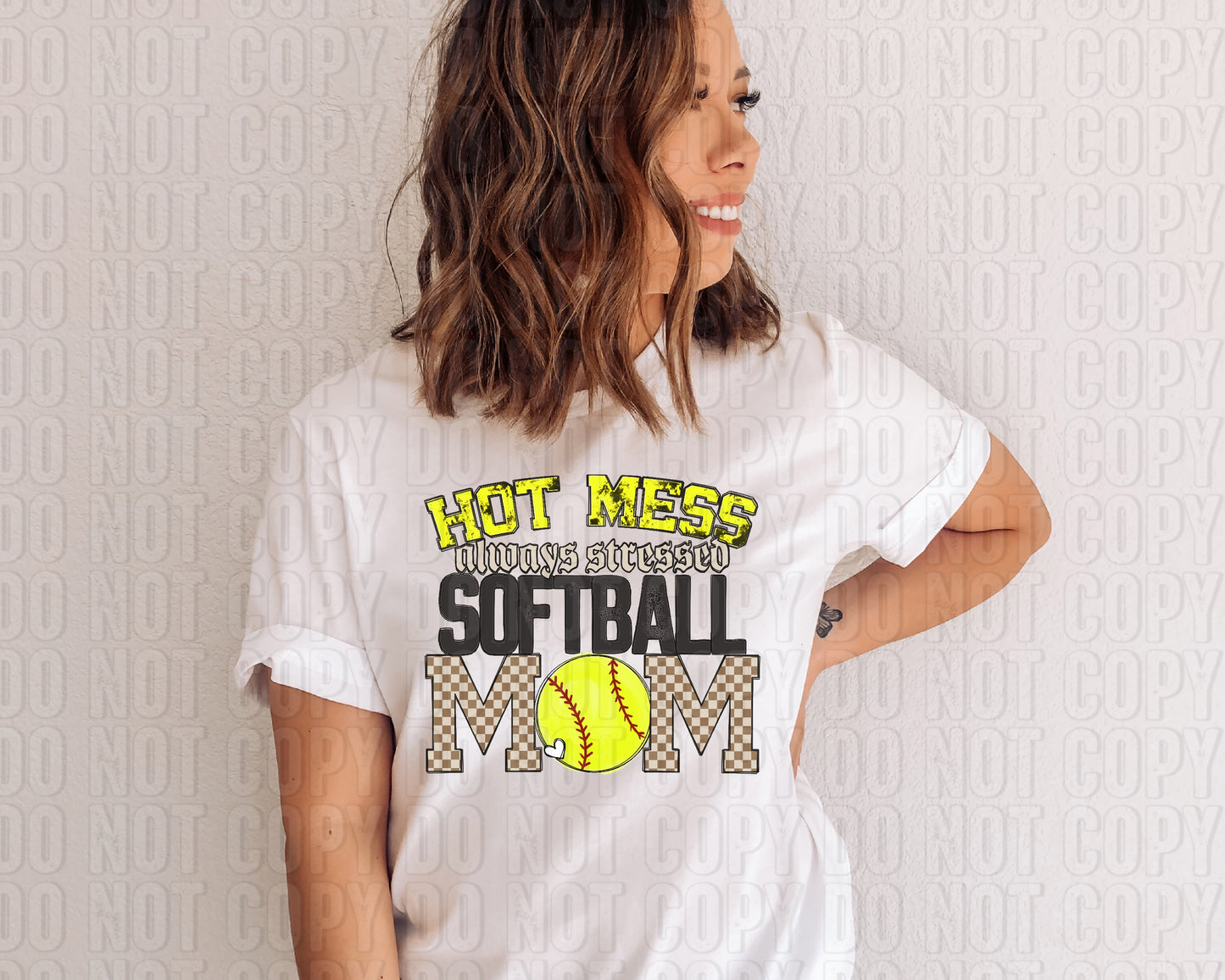 Hot Mess Softball Mom DTF Transfer