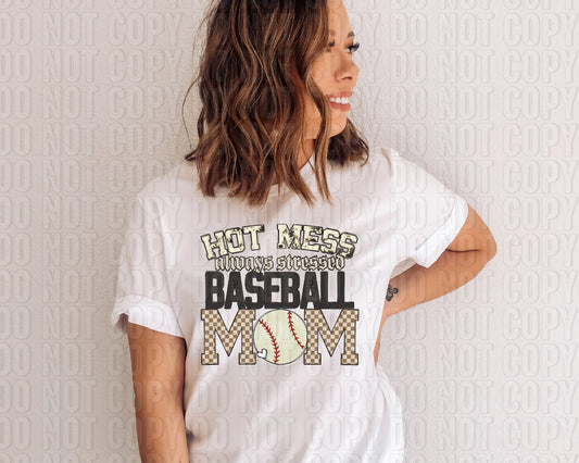 Hot Mess Baseball Mom DTF Transfer
