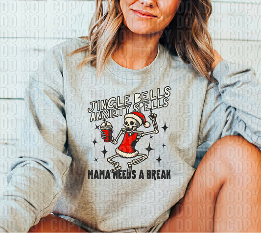 Jingle Bells Anxiety Spells Mama Needs A Break DTF Transfer