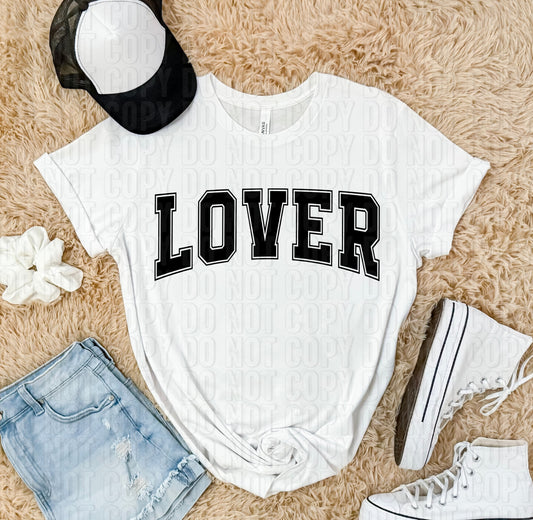 Lover Black Font Varsity Letters DTF Transfer