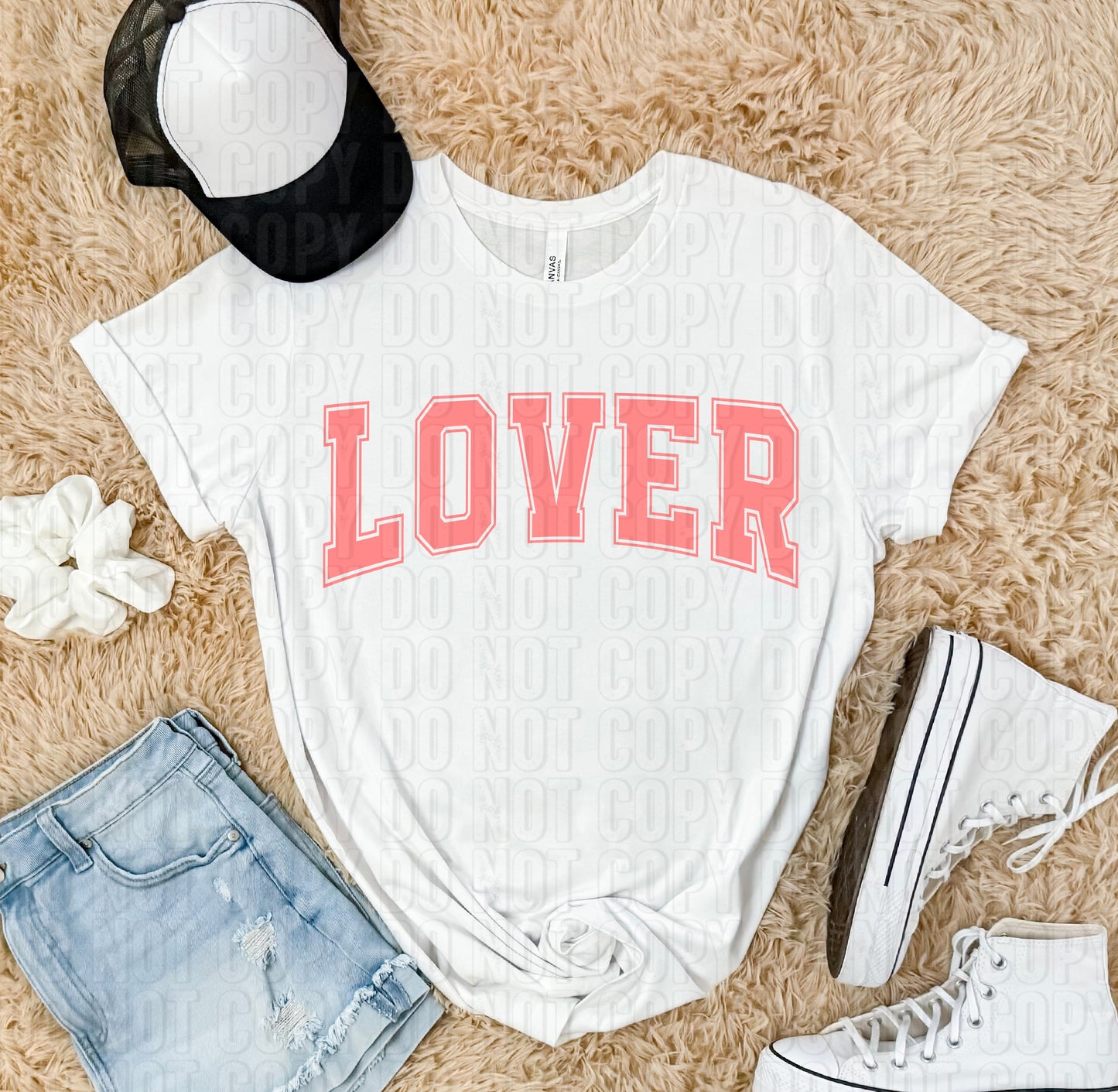 Lover Pink Font Varsity Letters DTF Transfer