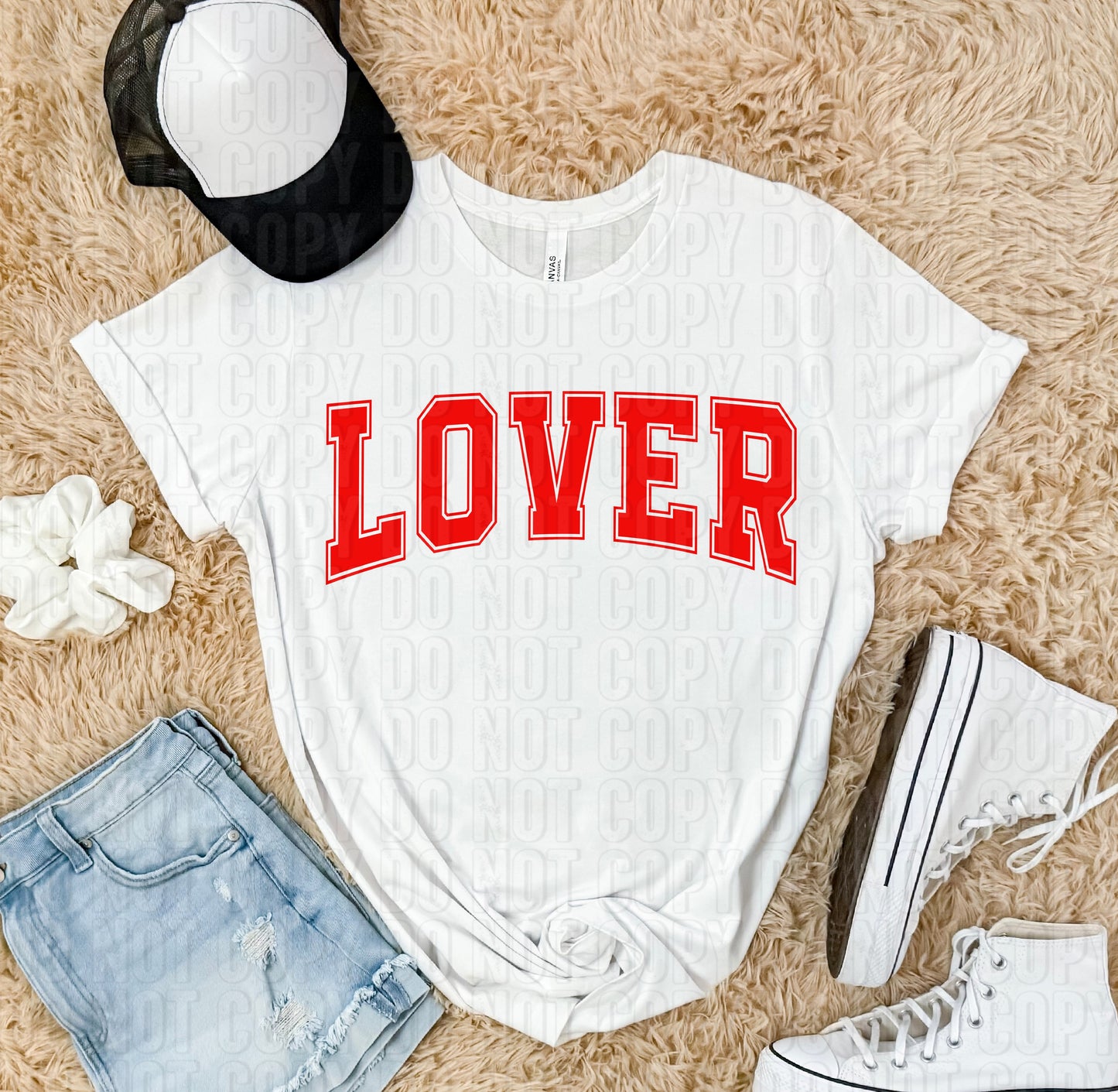 Lover Red Font Varsity Letters DTF Transfer