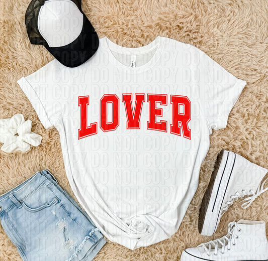 Lover Red Font Varsity Letters DTF Transfer