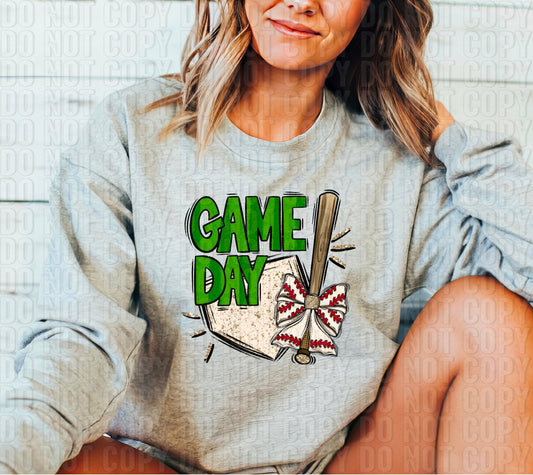 Game Day Baseball Glitter Bow DTF Transfer