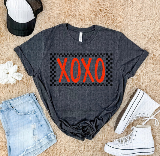 Xoxo Red Checkered Outline DTF Transfer