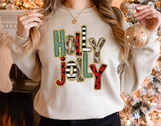 Holly Jolly Leopard/Striped DTF Transfer