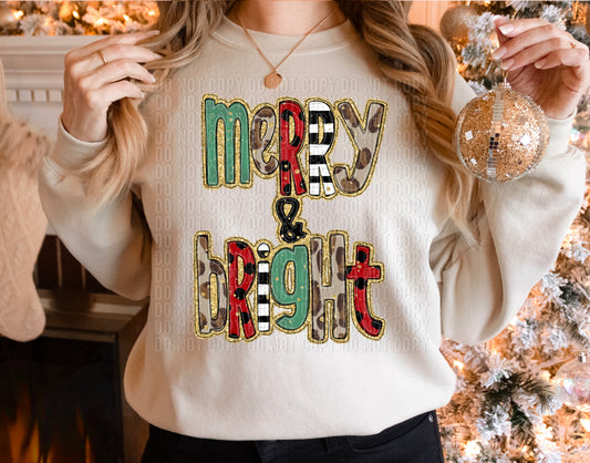 Merry & Bright Leopard/Striped DTF Transfer