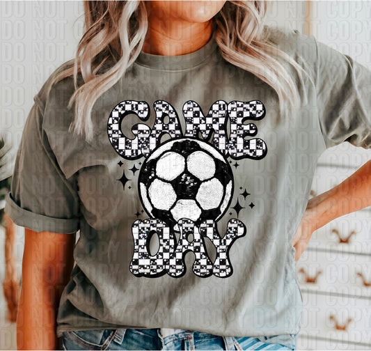Game Day Soccer Sequined Checkers DTF Transfer