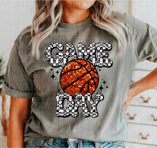 Game Day Basketball Sequined Checkers DTF Transfer