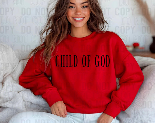 Child Of God Black Font DTF Transfer