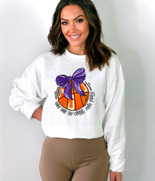 Basketball Purple Bow Enter Into His Courts DTF Transfer