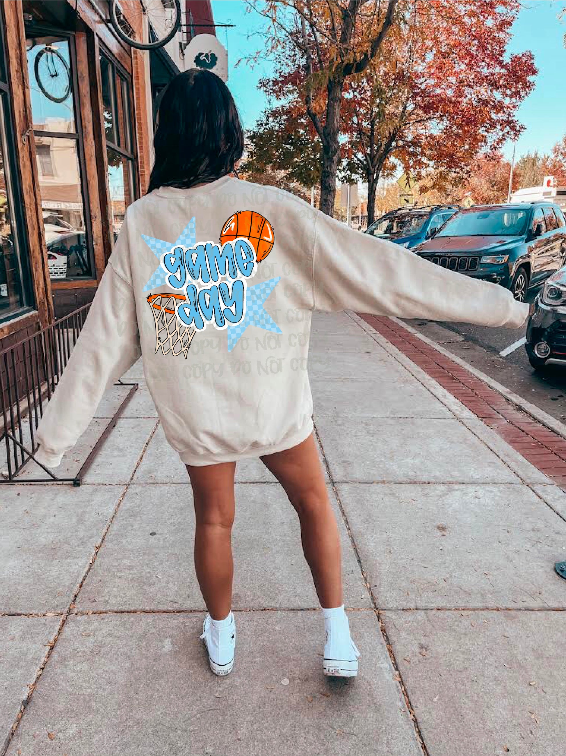 Game Day Basketball Columbia Blue DTF Transfer