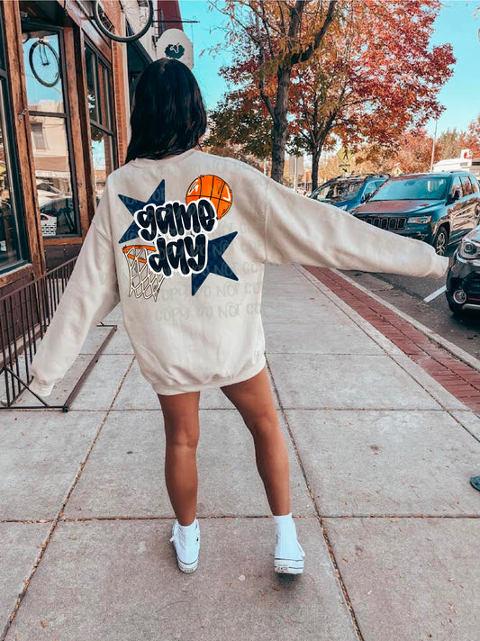 Game Day Basketball Navy DTF Transfer