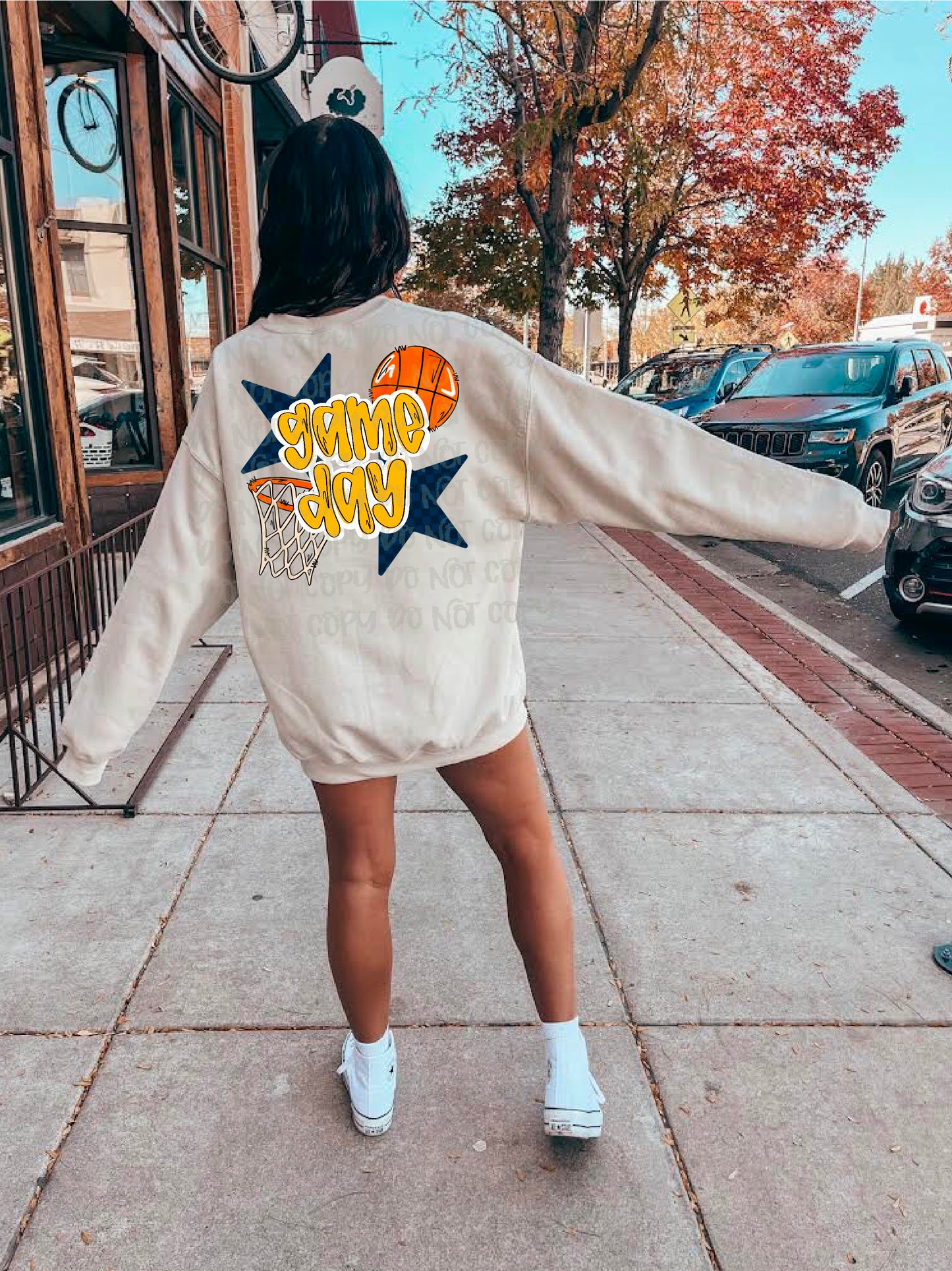 Game Day Basketball Navy Yellow DTF Transfer