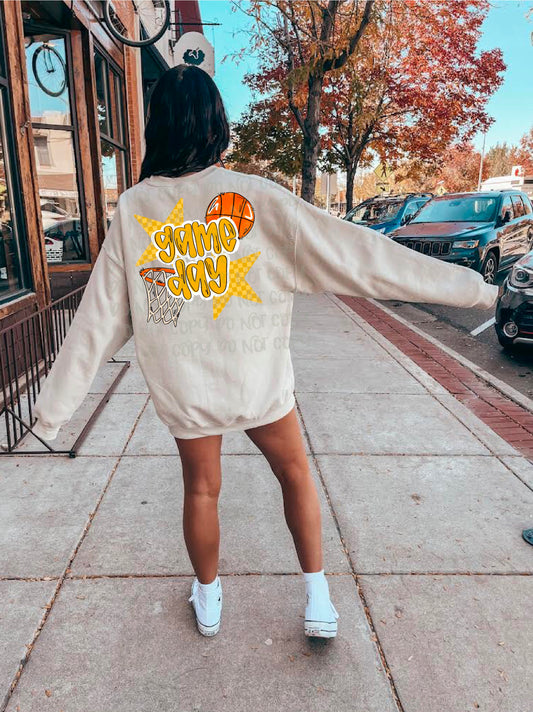 Game Day Basketball Bright Yellow DTF Transfer