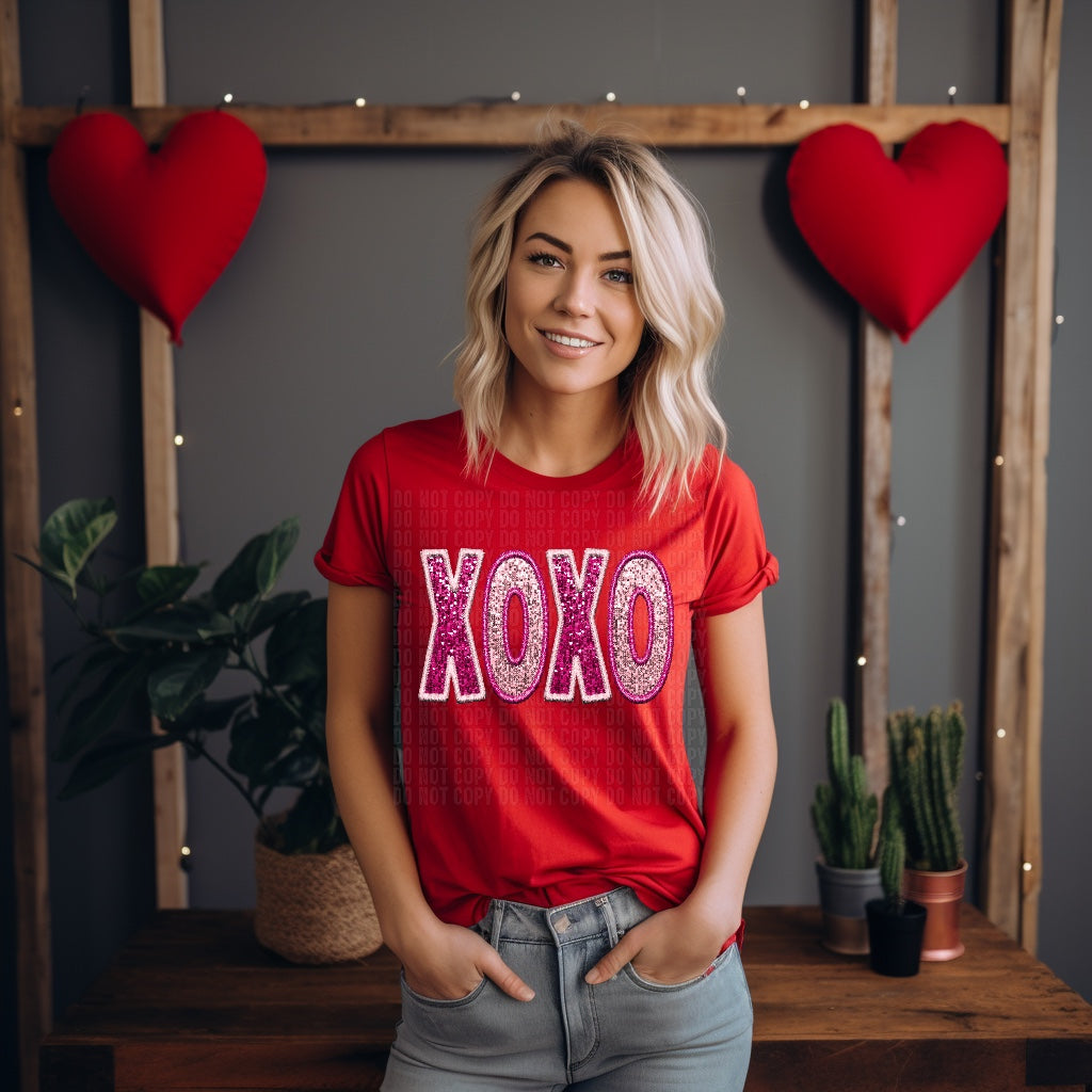 XOXO Sequined Faux DTF Transfer