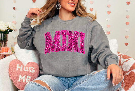 Mini Hot Pink Sequined DTF Transfer
