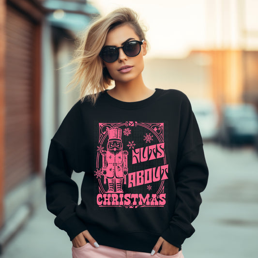 Nuts About Christmas Pink DTF Transfer