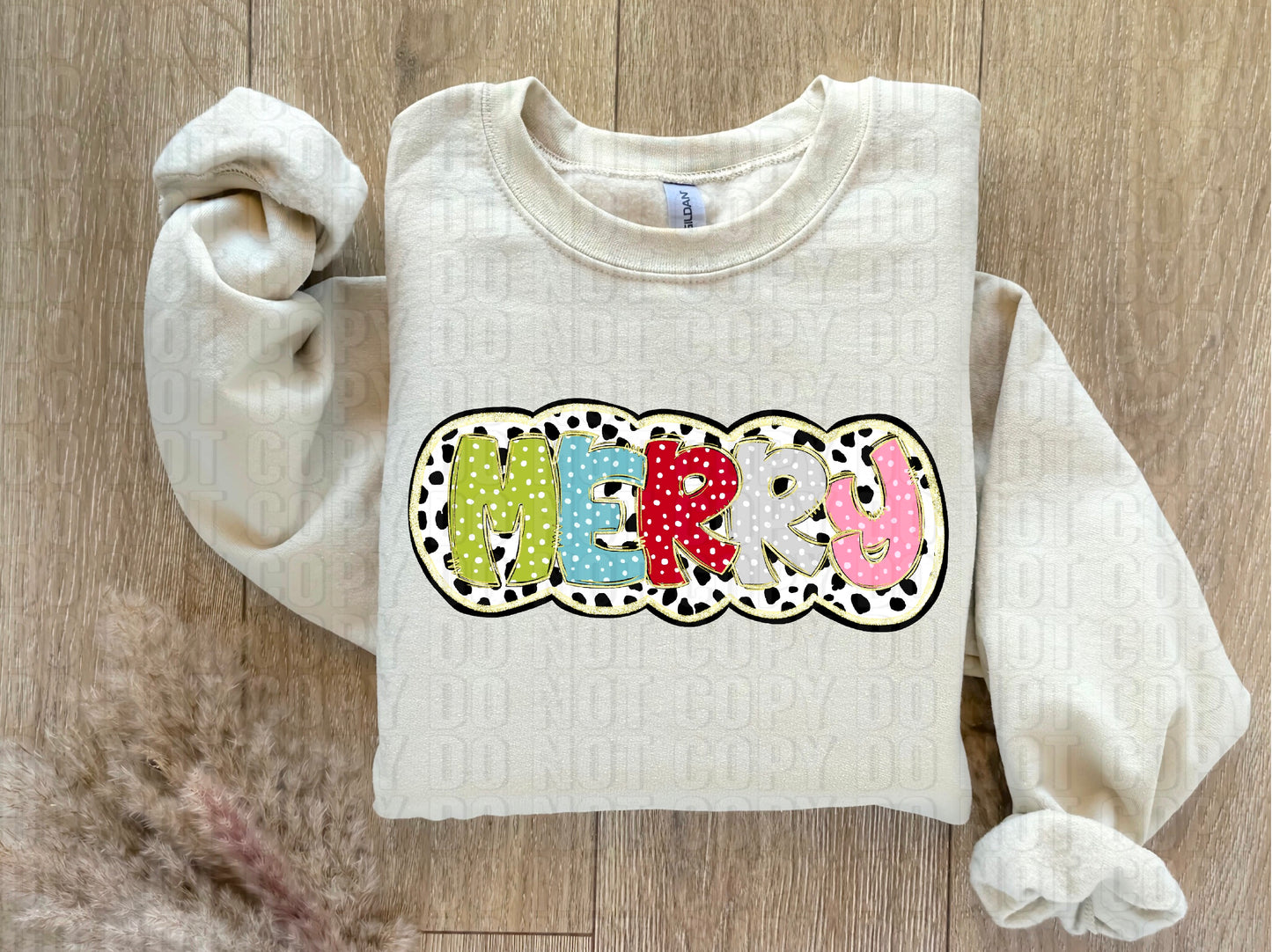 Merry Colorful With Dalmatian Dots DTF Transfer