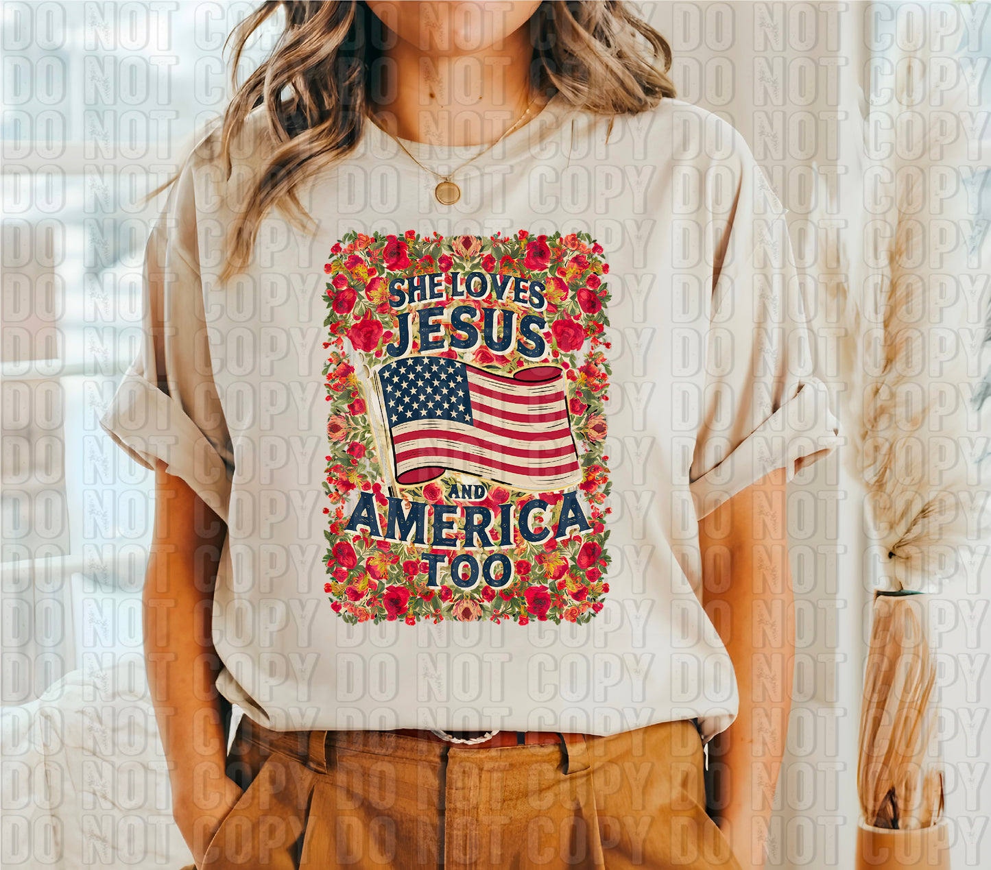 She Loves Jesus And America Too DTF Transfer